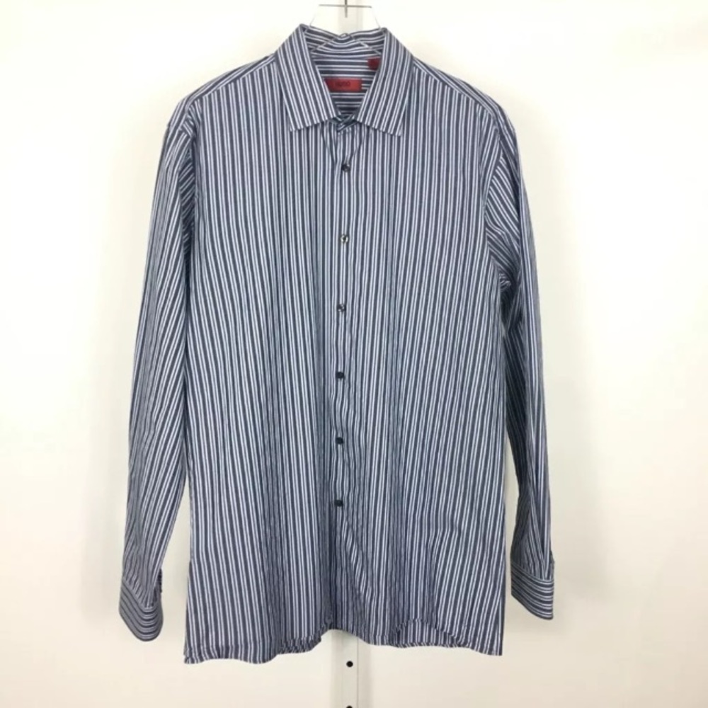 Hugo Boss Mens Striped Dress Shirt Size 16.5 34/35